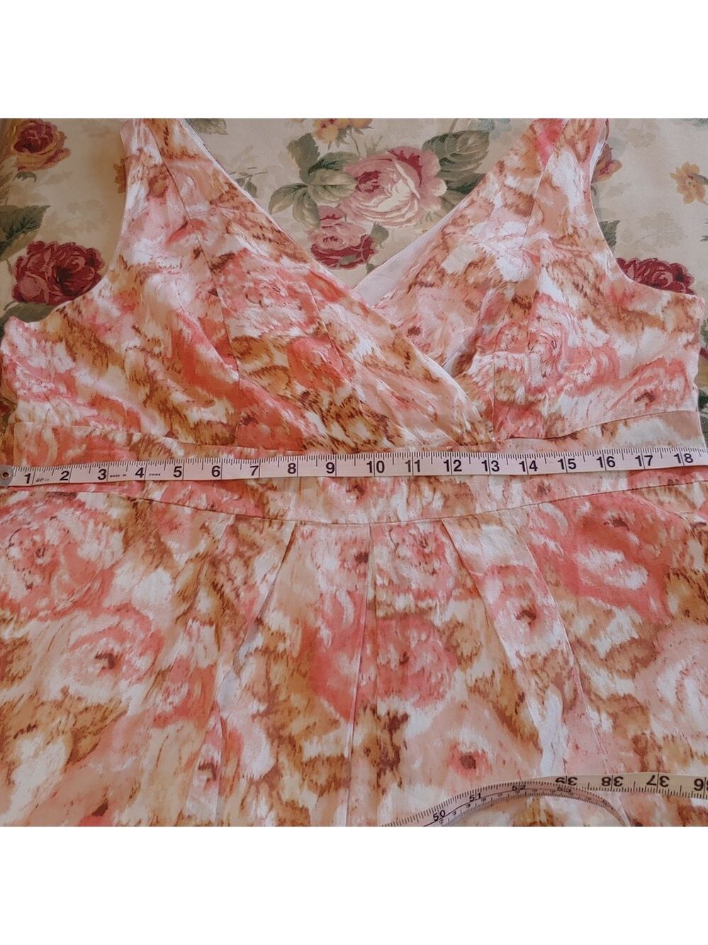 Lands' End New Cotton Floral Dress with Wrap V-Neck in Peach Multi size 14 NWT - Picture 12 of 16